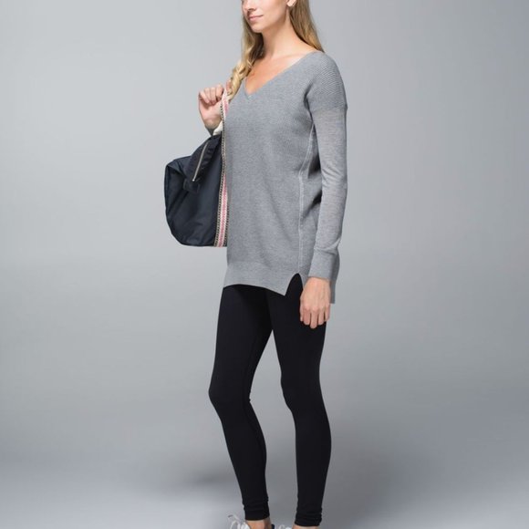 Lululemon The Sweater Life Grey Waffle Knit Cashmere Sweater, Size 4 - Picture 6 of 10
